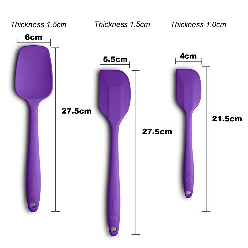 3-Piece Silicone Spatula Set, 600°F Heat Resistant, Purple - color: E-Purple