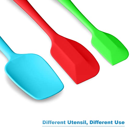 3-Piece Silicone Spatula Set, 600°F Heat Resistant, Multicolored - color: E-Green/Blue/Red