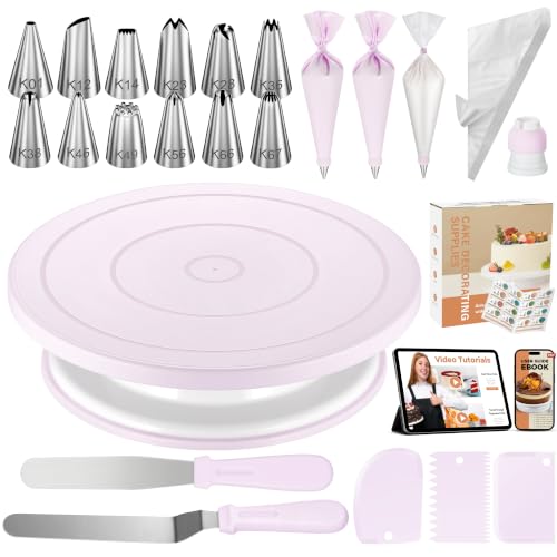 Kootek 71 Cake Decorating Kit Baking Supplies Tools for Beginners & Pros - color: Light Purple
