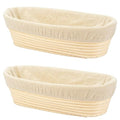2 PCS 10 inch Oval Long Banneton Brotform Bread Dough Proofing Rising Rattan Basket & Liner for Professional & Home Bakers - size: 2 PACK 10 inch