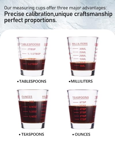 Shot Glass Measuring Cup Set, 2 Pack Espresso Shot Glasses (Red) - color: 2 Pack-Red