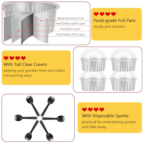 LNYZQUS 5oz Cupcake Tins with Dome Lids 100 Pack, Foil Dot Cake Cups - color: Silver, size: 5 oz