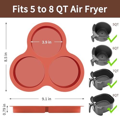 JOERSH Air Fryer Egg Silicone Mold, 4 Inch, 2 Pack - color: Regular, 3 Cups