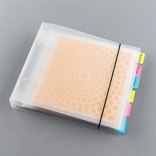Briartw Cookie Stencil Storage Binder Cover with 20 Pags Stencil Storage Pockets,2 Pockets Per Page, Fit More Stencils,Made Exclusively for Stencils,Die Cuts,Photos,Stamps Within Size 6x6