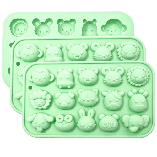 3Pcs Mini Animal Silicone Molds, Animal Silicone Candy Molds - color: Green (Animal)