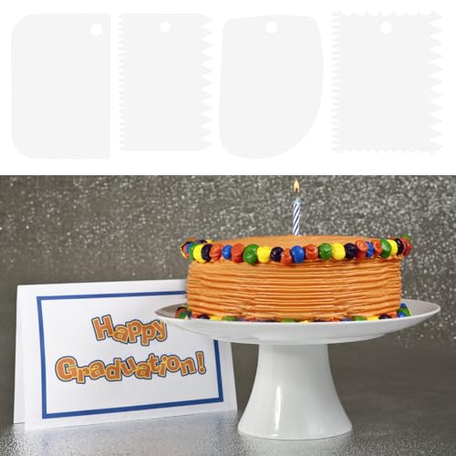 Cake Scraper, 6 Pcs Cake Smoother Scraper, Dough Scraper White - color: White