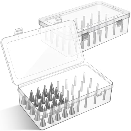 2 Pcs Piping Tip Box with Fixed Pins, 84 Tip Storage, Clear - color: Clear