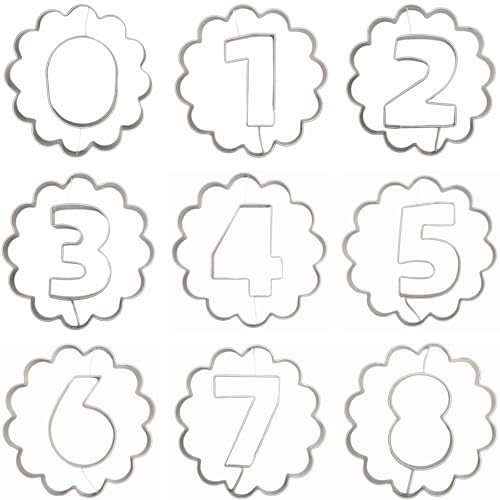 Comais Linzer Number Cookie Cutters Stainless Steel 9Pcs 3.5in Scalloped - size: 3.5-Inch Scalloped Edge