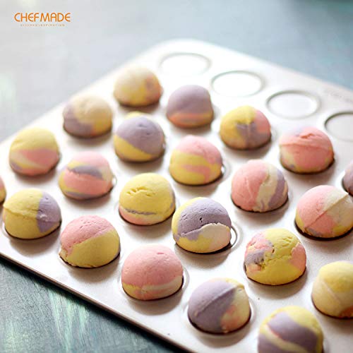 CHEFMADE Macaron Cake Pan, 30-Cavity Non-Stick Macaroon Biscuits Cookie Bakeware for Oven Baking (Champagne Gold) - size: Macaron 30 Cups