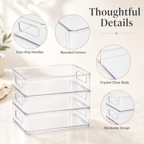3 Pack Baking Supplies Storage Containers,Cookie Cutter Storage with Handles,Stackable Bakeware Organizer Storage Bins,BPA Free Baking Accessories,Kitchen,Pantry Storage and Organization Box