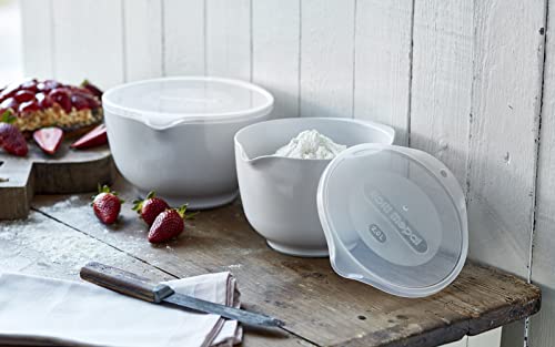 Rosti Margrethe Mixing Bowl Set with Lids, 2L/3L, White - color: White-Bowl/2