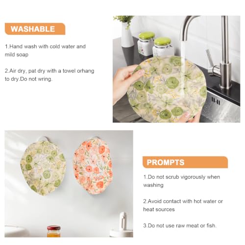 2Pcs 10inch Reusable Beeswax Elastic Bowl Covers for Bread Proofing - style: Rose
