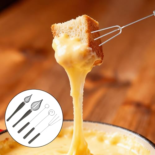 5pcs Chocolate Dipping Tools, 5 Styles Stainless Steel & Plastic Decorating Spoon Candy Dipper Tools Fondue Forks Set Accessories for Candy Making and Decorative Plating Supplies