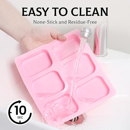 SJ Rounded Rectangle Soap Mold Set, 2-Pack 6-Cavity Silicone Soap Molds - color: Pink / Rounded Rectangle