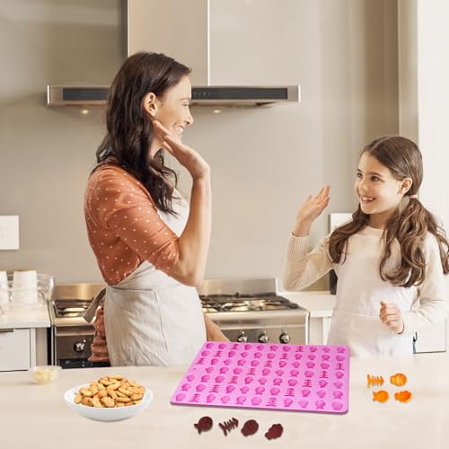 2 PCS Gummy Fish Candy Molds Silicone, Cat Dog Treat Molds,152 Cavity Fish Mini Silicone Mold for Chocolate, Fondant, Candy, Biscuits, Cookie, Jelly and Cat Dog Training Commands Concept - style: Mini Fish
