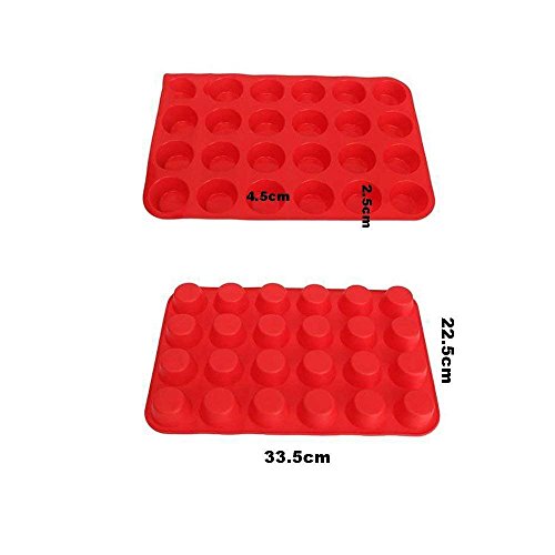 Silicone Mini Muffin Pan, Qtopun 4 Pack 24 Cups Silicone Mold Cups Baking Pan, Silicone Muffin Tins Baking Moulds-Multi Color - color: Green