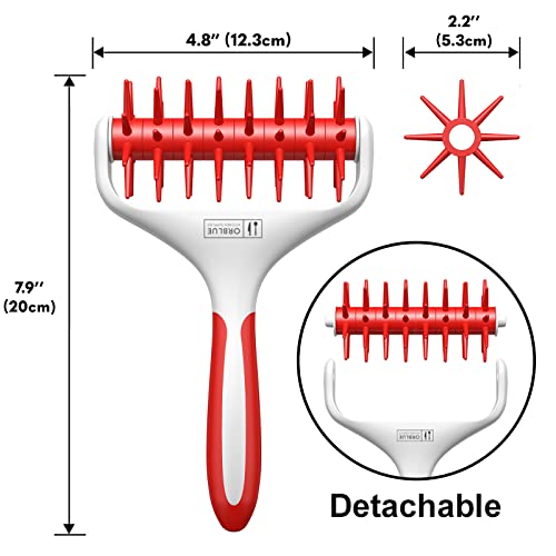 Orblue Pizza Dough Docker, Pastry Roller with Spikes, Pizza Docking Tool for Home & Commercial Kitchen - Pizza Making Accessories that Prevent Dough from Blistering, Red - color: Passion Red