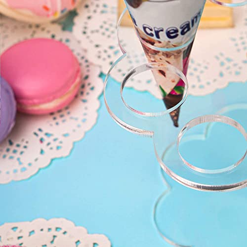 YestBuy 2 Pack Ice Cream Cone Holder Stand Cupcake Stand with 8 Holes Capacity Clear Clear Acrylic Cone Display Stand Weddings Baby Showers Birthday Parties Anniversaries Christmas Snack Tray - size: 8-Holes