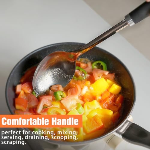 Stainless Steel Cooking Spoon, 14-Inch, Solid Bowl, Black - color: Z-Black Spoon