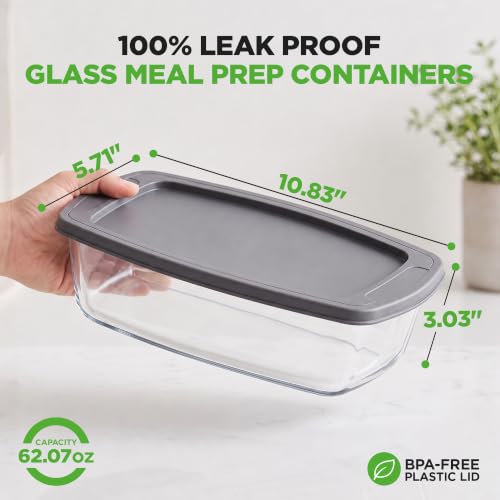 NutriChef 6 Piece Glass Loaf Pans for Baking Bread - 7.6 Cups Stackable Glass Bread Loaf Pan - 3 loaf Pan with 3 Lids - Oven & Microwave Safe, Dishwasher Safe - Clear - size: 3 Piece Set