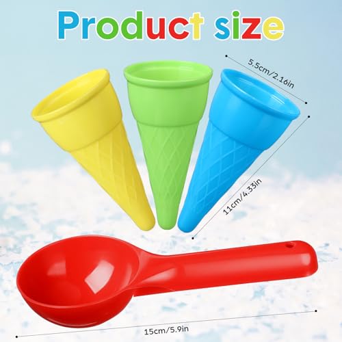 Potchen 32 Pcs Plastic Ice Cream Cones and Scoops Toy Set for Kids, Vibrant - color: Vibrant