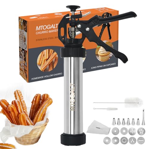 21-Piece Cookie Press Set, Churro Maker Machine, Stainless Steel Baking Gun