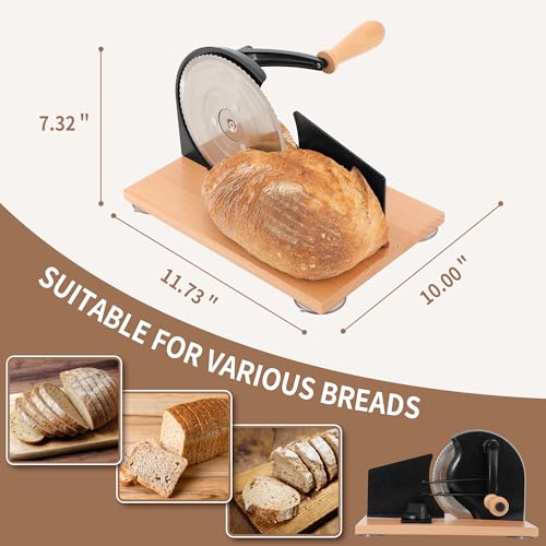 CAWIU Sourdough Bread Slicer, Manual Bread Cutter with Hand Crank, Black - color: Black