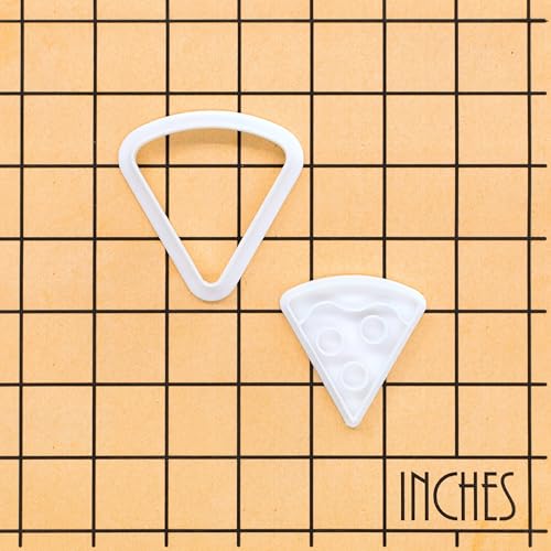 BAKERLOGY Pizza Mini Cookie Cutter and Stamp Set – Pizza Slice Biscuit Cutter Fondant Embosser for Food Theme Baking, Fast Food Cupcake Toppers, Summer BBQ Party Dessert Decoration Tool