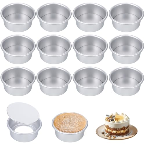 Molain 12 Pcs Round Cake Pans with Removable Bottom, 4 Inch Cheesecake Mold