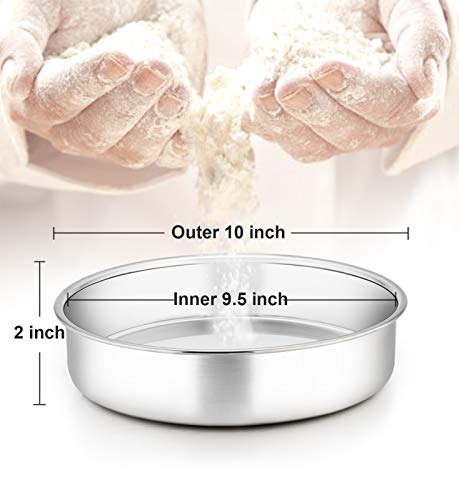 TeamFar 9½ Inch Cake Pan, 3 Pcs Stainless Steel Round Tier Cake Pans Set - size: 9.5 inch