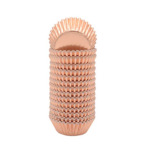 Mini Rose Gold Foil Cupcake Liners Muffin Baking Cups for Party and More, 300-Count - color: Rose Gold