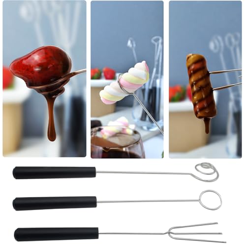 3 Pcs Candy Dipping Tools Stainless Steel Chocolate Dipping Tool Set and 2 Pcs Culinary Drawing Decorating Spoons Set for Decorative Plates - size: S-5