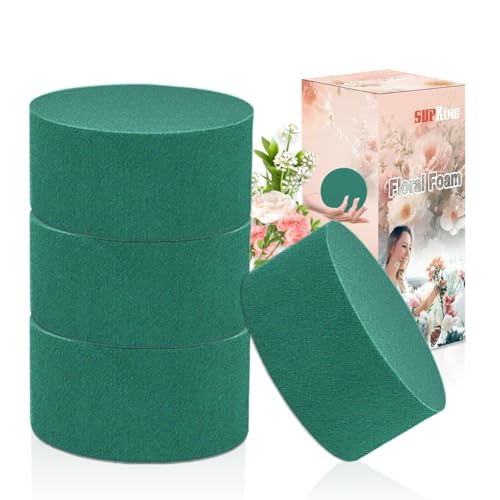 4Pcs Floral Foam Round SUPKING 3.15" Small Green Wet Dry Flower Foam Blocks Florist Plant Foam for Artificial and Fresh Flower Arrangement - size: 3.15 inch