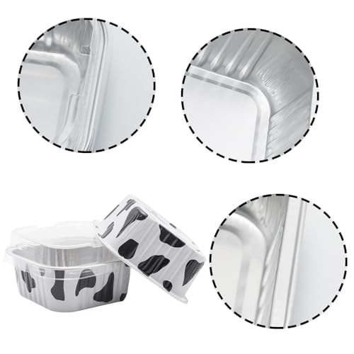 50 Pack 5oz Mini Square Cake Pans with Lids, Cow Print - color: Cow Print, size: Square