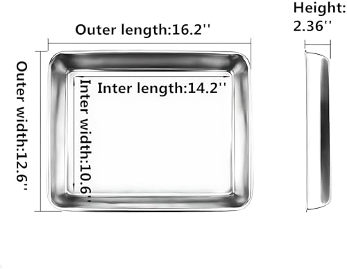 Old Tjikko Quarter Sheet Pan 16.2'' x 12.6'', 304 Stainless Steel Cookie Sheet Tray, Nonstick Baking Pan for Oven, Toaster, Cookie and Roasting, Dishwasher Safe & Rust Resistant - size: 16.2'' x 12.6''