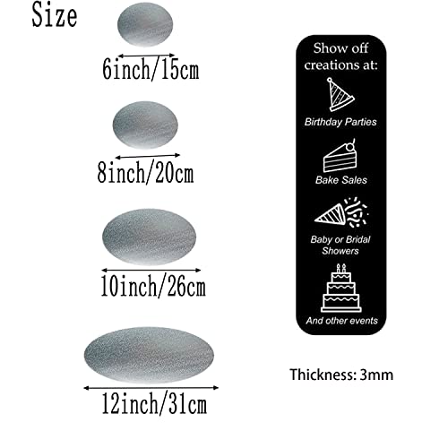 4 Pack Silver Cake Boards Round Cake Circles 6, 8, 10, 12 Inch - color: Silver