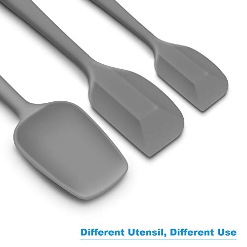3-Piece Silicone Spatula Set, 600°F Heat Resistant, Grey - color: E-Gray