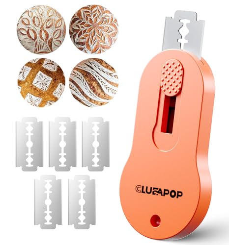 Magnetic Bread Lame Dough Scoring Tool - Sourdough Lame Scoring Tool, Bread Dough Cutter Slashing Razor Tool,Cutting Bread Scoring Tool for Sourdough Bread Baking - Patterns booklet & 5 Blades - color: Orange