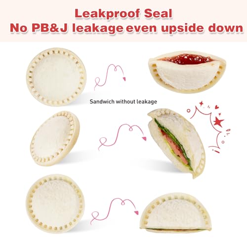 Sandwich Cutter and Sealer for PB&J, Round Crustless Kitchen Tool, Kids Lunch Snacks Maker for Biscuit, Cookie-Dough, Red,3.2inch - size: 5x4x1.6inches