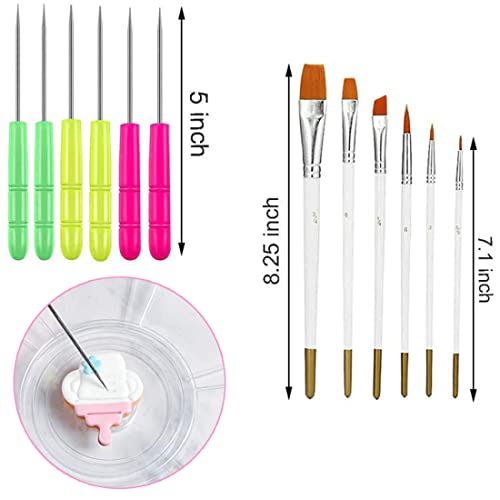 Cookie Decorating Kit Supplies 8 Inch Including 1 Acrylic Turntable, 6 Decoration Brushes 6 Scribe Needle, Cookie Turntable Decorating - size: 8 inch