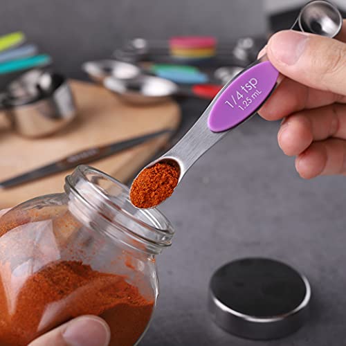 Measuring Cups and Spoons Set of 17 Double Sided Magnetic Measuring Spoons - color: Multicolor