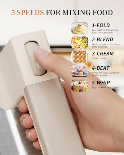 Hand Mixer 5-Speed 200W Turbo 4 Stainless Steel Accessories Classic White - color: Classic White