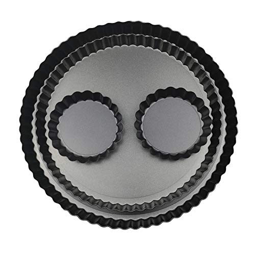 11 & 9 Inch Round Tart Pans with 2Pcs 4'' Mini Pans. Removable Bottom, Non-Stick Coating, Rugged Carbon Steel for Tart Quiche Pie Making. Gift for Christmas Thanksgiving Party Festival Family - size: (11+9+4) IN