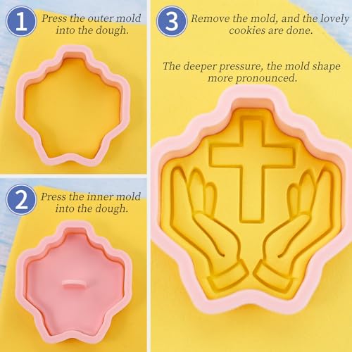 Cross Cookie Cutters 8Pcs First Communion Religious Christian Cookie Stamps - color: Communion