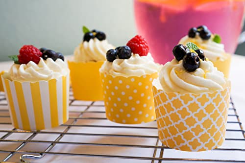 Paper Baking Cups (Polka Dots), Greaseproof Disposable Cupcake Liners (Yellow, Large Cups (50-Pack)) - color: Yellow
