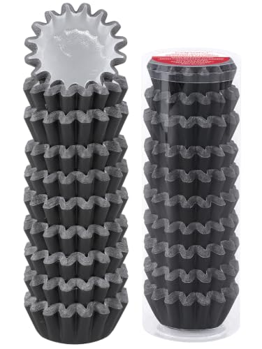 Caperci Heavy Duty Black Mini Cupcake Liners Small Muffin Baking Cup 200pcs - color: Black