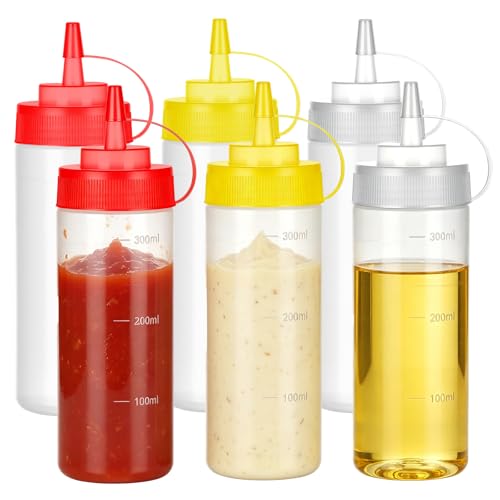 6 Pack 12 oz Condiment Squeeze Bottles, Wide Mouth & Leak Proof - size: 12 Ounces (Pack of 6)