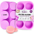 Walfos Round Silicone Soap Molds,Silicone Soap Molds,BPA Free and Non-Stick Circular Soap Mold,Perfect for Soap,Candles,Cookies,Cakes,Candy,Pudding,Jello.Set of 2 (Purple) - color: Pink/round