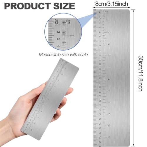 12 Inch Stainless Steel Cake Scraper with Scale, Icing Smoother Tool, Double-Sided Scraper for Buttercream Frosting, Cake Decorating, Baking(Silver)