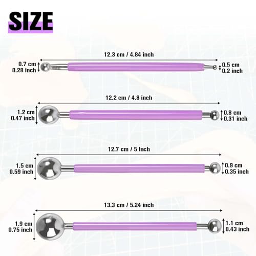 SPEEDWOX 4pcs Caulking Tool Set Metal Ball Modeling Tools Double Ended